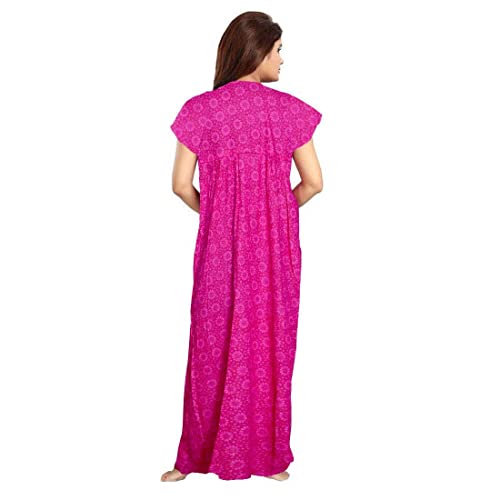 Image of Nighty for Women Cotton Printed Maxi Gown Ankle Length Nighty Night Dress Gown for Women Maxi - Free Size (Pack of 2)