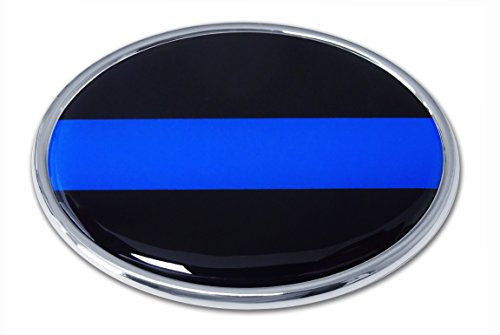 Emblema ovalado cromado para coche Elektroplate con línea azul
