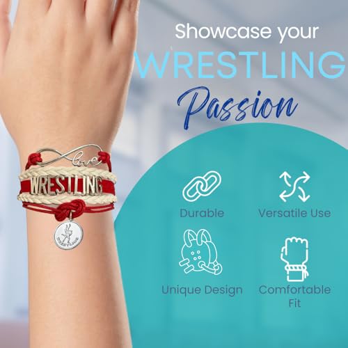 Image of Sportybella Wrestling Charm Infinity Bracelet- Wrestling Jewelry - Sports Personalized Gifts for Wrestlers,Teams, Moms and Coaches