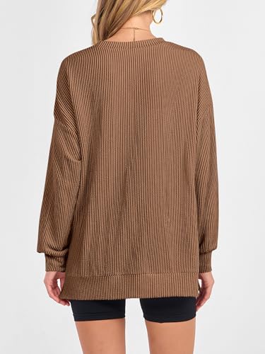 ANRABESS Womens Oversized Long Sleeve Shirts Ribbed Knit Tunic Tops Side Spilt Casual 2025 Fall Outfits4