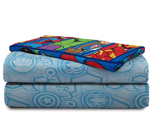 Image of Jay Franco Marvel Super Hero Adventures Hero Together 4Piece Toddler Bed Set Super Soft Microfiber Bed Set Includes Toddler Size Comforter & Sheet Bedding Features The Avengers Official Product