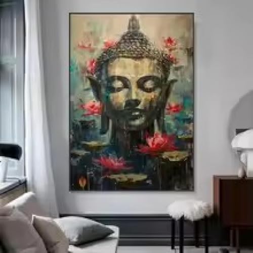 Impression sur toile Bouddha texturée cadre moderne d'art mural - 2
