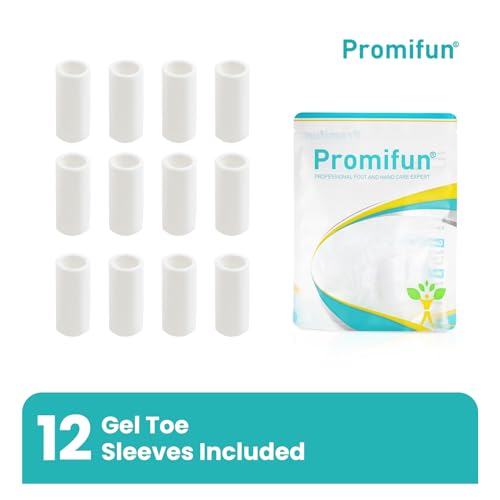 Image of Promifun Silicone Toe Protectors - 12 Pack Silicone Toe Sleeve for Hammer Toes, Corns, Calluses, Blisters - Soft Gel Toe Tube Pads for Pain Relief