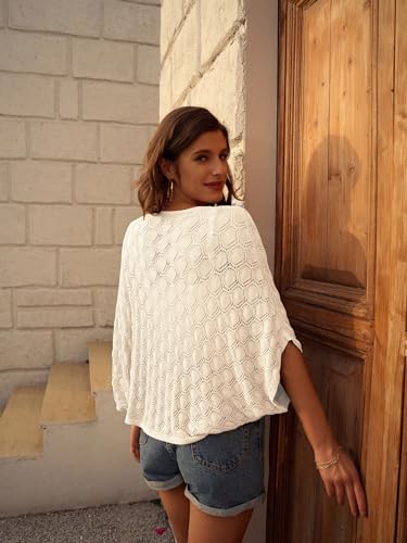 GRACE KARIN Womens Crochet Summer Cardigan Shrug 2025 Lightweight Open Front Hollow-out Batwing Cardigan Sweater Outwear3