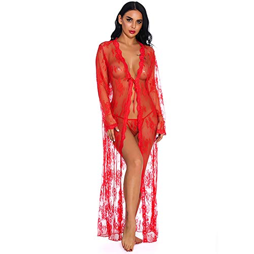 Kimono Sexy en Dentelle Rouge XL pour Sublimer les Formes Féminines