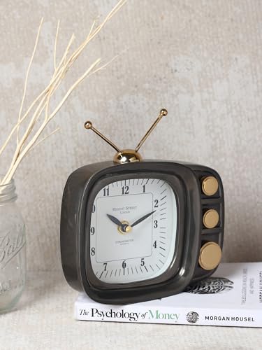 Image of Decor de Maison Handcrafted Retro Tv Timepiece Black Table Clock (17cm)