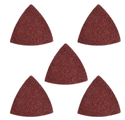 MACHSWON Triangular Sanding Paper,Adhesive-Backed Triangle Oscillating Multi Tool Sanding Pads,40 Grits 5pcs