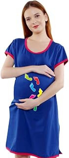 Sillyboom Multicolor Foot Print Maternity Tunic Top for Pregnant Women, T-Shirt Women's Night Dress for Pre and Post-Pregn... Price In India