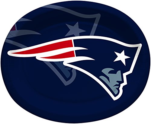 Creative Converting Officially Licensed NFL Oval Paper Platters, 8-Count, New England Patriots