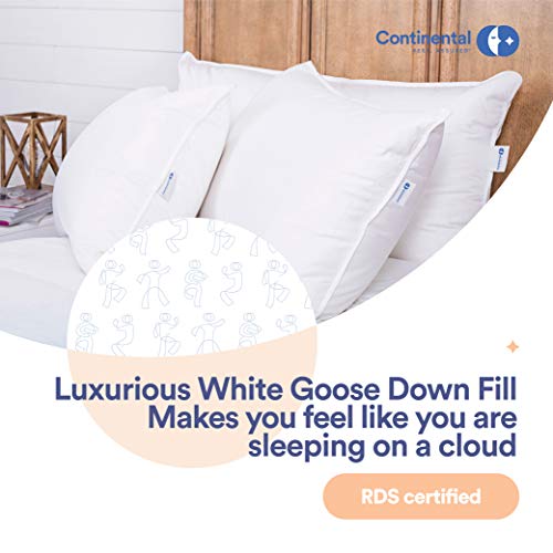 Continental Bedding Premium 100% White Goose Down Pillow. Queen Size [Soft] (Set of 2) - Thumbnail 7