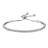 MONIYA Adjustable Women Cubic Zirconia Tennis Bracelet Wedding Engagement Simulated Birthstone Jewelry