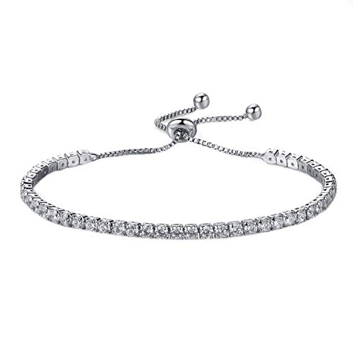 MONIYA Adjustable Women Cubic Zirconia Tennis Bracelet Wedding Engagement Simulated Birthstone Jewelry