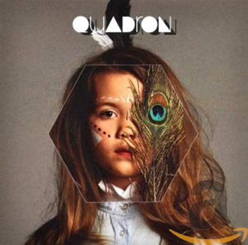 Front cover of Quadron Audio CD featuring a child's face partially obscured by a peacock feather design.