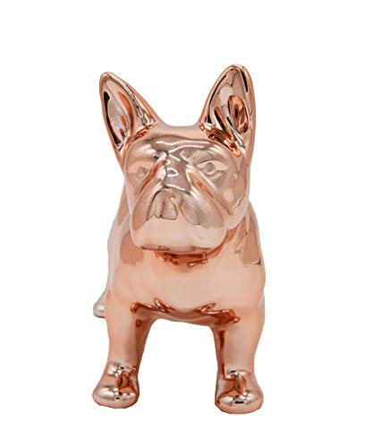 Nayothecorgi French Bulldog Statue - Metallic Rose Gold Standing Ceramic Dog Statue - Decorative Dog Sculpture For Garden Or Home Décor - French Bulldog Dog Outdoor Statue - (9.5” X 4” X 7.75”) #TOP1