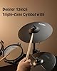 Donner Mute Cymbal for Electronic Drum Set, 13-inch Triple-Zone Crash/Ride Cymbal for Electric Drum Kit, 3 Zone E Cymbal for Digital Drum (CYB-13T)