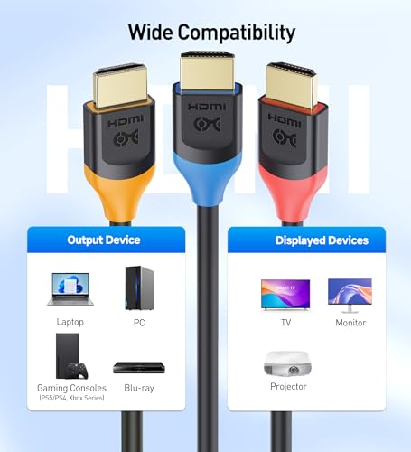Image of Cable Matters [Ultra High Speed HDMI Certified 3-Pack 48Gbps 8K HDMI Cable 0.3m with 8K@60Hz, 4K@240Hz and HDR Support for PS5, Xbox Series X /S, RTX3080 /3090, RX 6800 /6900, Apple TV, and More