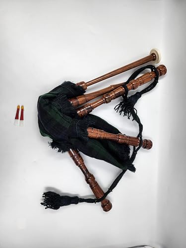 Woldorf Usa Mini Bagpipe Rosewood Irish Black Watch Cover & Cord Brown Color Starter Playable For Beginner Kids Junior Toy Set Comes With 2 Free Reeds thumb #4