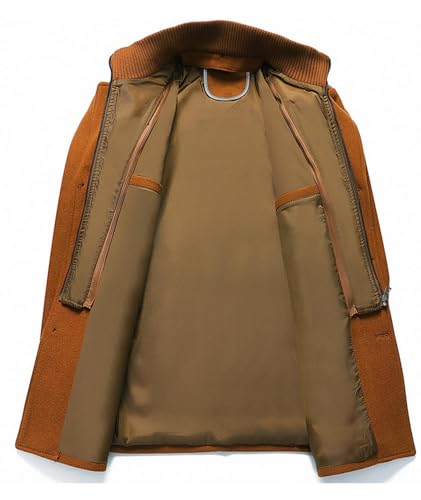 Image of SOMTHRON Men's Wool Blend Trench Coat Slim fit Single Breasted Notch Lapel Winter Jacket Business Pea Coat Overcoat