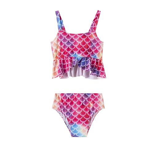 LIZENS Girls Two Piece Mermaid Bikini Set Ruffle Flounce Adjustable Beach Bathing Swimsuit 2-12 Years for Kids