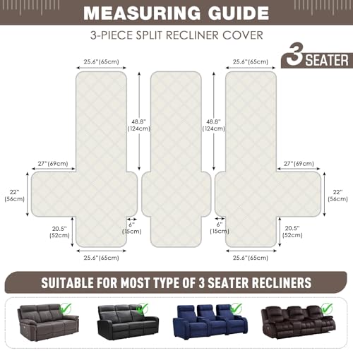 Image of TAOCOCO 100% Waterproof Recliner Sofa Cover, Non Slip Split Couch Covers for Reclining Couches with Elastic Straps, Washable Reclining Sofa Cover Furniture Protector for Kids Pets(3 Seater, Taupe)