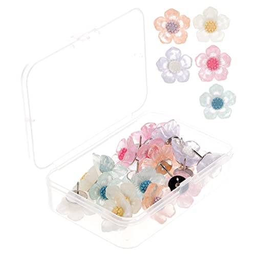 Operitacx 20 Piezas alfiler de Flor Empuje Transparente Tallos Falsos para florero Mini Tachuelas claras Cajas almacenaje Cajas de almacenaje Encantador alfiler pequeñas chinchetas Resina