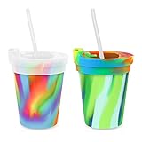 Silipint Silicone Kids' Cups with Lids and Straws, Unbreakable, Durable, Safety-Tested and...
