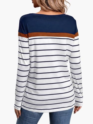 WIHOLL Woens Long Sleeve Tops Stripe Shirts Fall School Teacher Outfit 2026 — view 5