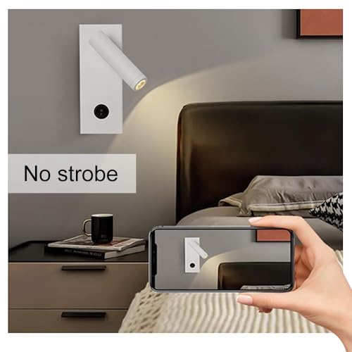 Aplique de pared de metal blanco moderno con foco LED ajustable de 3000K e interruptor 7