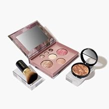 LAURA GELLER NEW YORK Baked Starter Kit Baked Balance-n-Brighten Powder Foundation, Deep and Best of the Best Palette Blush Bronzer Highlighter Eyeshadow and Retractable Kabuki Brush