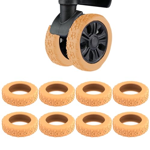 CJKDXDH Silicone Luggage Wheel Covers, 8 Pcs Anti Noise Wear-Resistant Protective Spinner Wheel Covers, Carry On Suitcase Wheel Protectors (Orange)