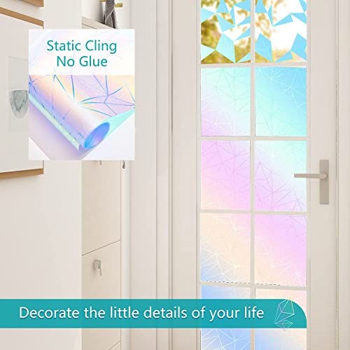 Windimiley Privacy Window Film Stained Glass Window Cling: Window Tint Film Sun Blocking Stickers Heat Control Vinyl Removable Window Static Clings For Home Bathroom No Glue (17.5 X 78.7 Inch, Multi) #TOP7