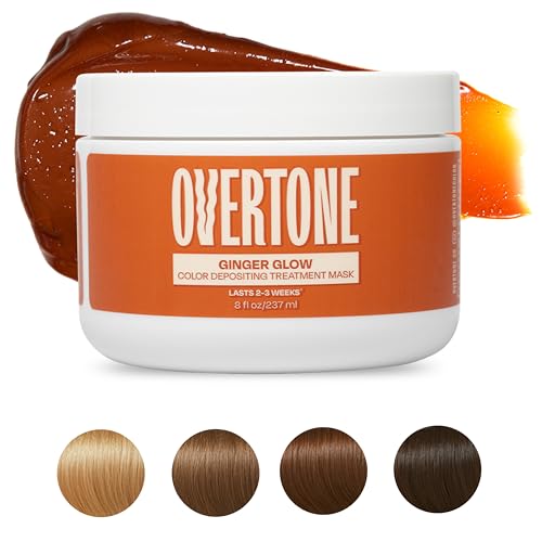 Image of Overtone Semi Permanent Hair Color Conditioner, Ginger Glow, 8 oz, Nourishing, Damage-Free, Color Depositing Mask for All Hair Types with Shea Butter & Coconut Oil, Vegan & Cruelty-Free