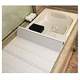 Vassoio pieghevole per vasca da bagno: questo vassoio per vasca da bagno presenta un design che lo rende facile da posizionare sopra la vasca. Goditi la comodità di avere il tuo tablet, libro, caffè, bicchiere di vino, gel da bagno o shampoo a portata di mano. Perfetto per migliorare la tua esperienza nel bagno, questo versatile vassoio aggiunge un tocco di relax alla tua routine di bagno.