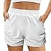 Zldhxyf Sportowe szorty damskie, spodenki do biegania, elastyczna talia, krótkie spodenki męskie retro, biały, M