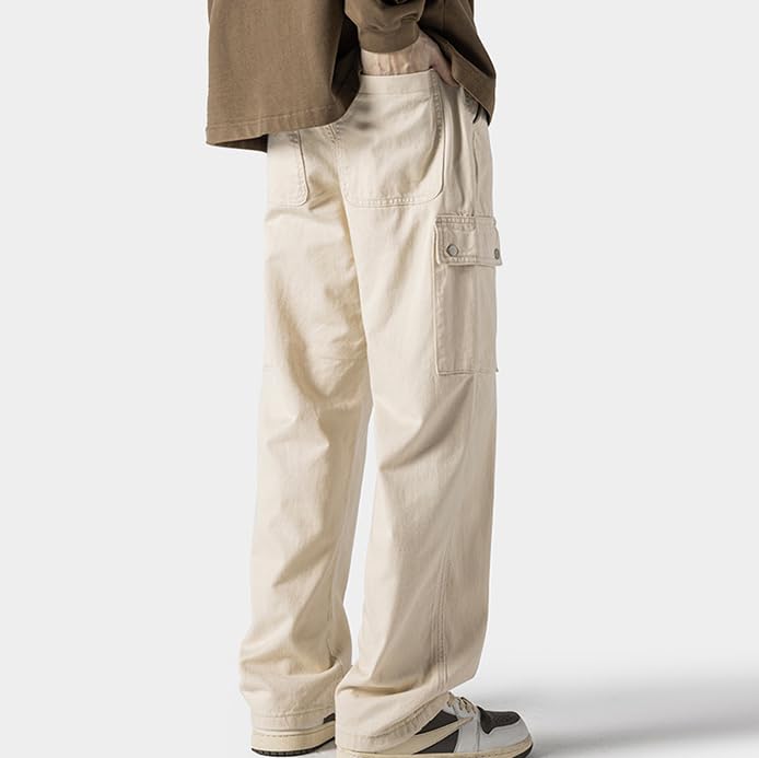 Men's Casual Straight Denim Pants Loose Fit Wide Leg Y2K Comfort Trousers with Pocket2
