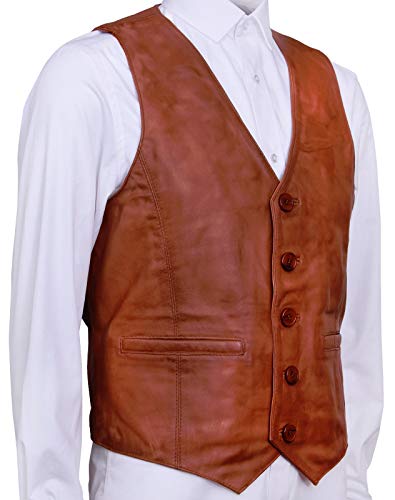 Men's Classic Smart Tan Leather Waistcoat2