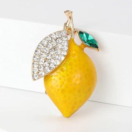 Image of Enamel Fruit Brooch for Women Rhinestones Fruit Lapel Pin Elegant Fruit Brooches Jewelry Gift, Perfect for Dresses Hat Bag