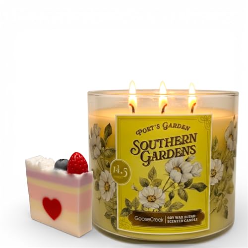Goose Creek Poets Garden Southern Gardens Scented Candle, Soy Wax Blend, 3-Wick, 14.5 oz