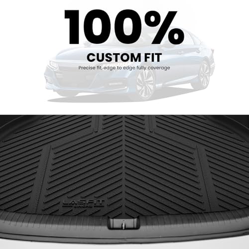 Image of LASFIT Trunk Mat for Honda Accord 2017 2016 2015 2014 2013 (Only Sedan) | All Weather Custom Fit Anti-Slip Pet Friendly Easy Clean TPE Trunk Liner Cargo Mat, Black (NOT Coupe & Hybrid)