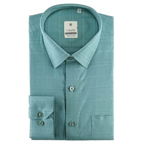 Image of 7-DAYS Men's Premium Formal Shirts - Regular Fit, Full Sleeve, 100% Pure Cotton, Self-Design, with Pocket - Stylish Office Shirts for Men