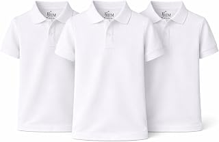 KHIM 3er-Pack Unisex Poloshirt Kurzarm Polycotton Jungen Mädchen Schuluniform Einfarbig Halbarm Sportkleidung Indoor Outdoor