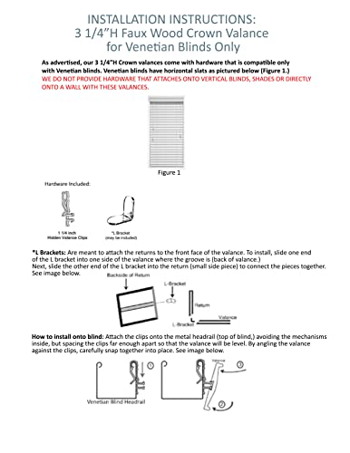 Tailorview, 3 1/4" H Faux Wood Crown Valance For Horizontal (Venetian) Window Blinds, White, Inside Or Outside Mount #TOP3