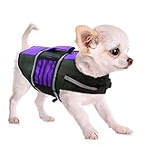 Picture of Queenmore Small Dog Life Jacket, Adjustable Pet Life Vest for Small and Medium Dogs with High Buoyancy, Rescue Handle, Reflective Bands for Boating, Canoeing, Swimming