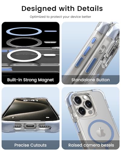 Coque magnétique pour iPhone 15 Pro OTOFLY compatible MagSafe bleu