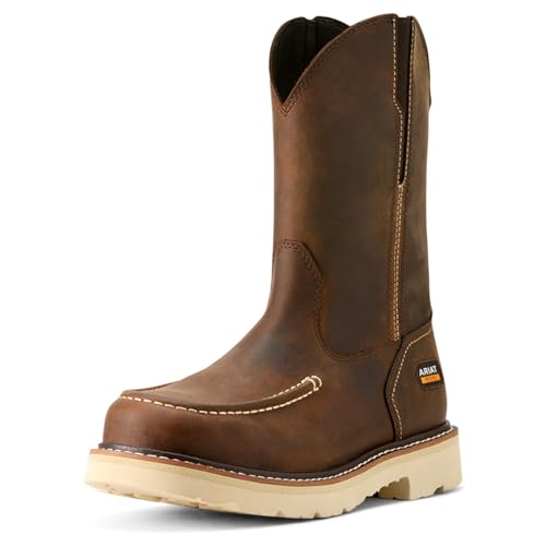 Ariat Men's Rebar Lift Pull On Moc Toe Work Boot, Distressed Brown, 11