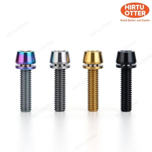 Image of 6 pcs M5 x 16 Titanium Allen Hex Bolts with Washer Screws & Wrench, for Bicycle Stems /Bike Handlebars /Brake Systems /Motorcycles /Camping Gear, Tapered Head Anti-Corrosion Fasteners(Rainbow)