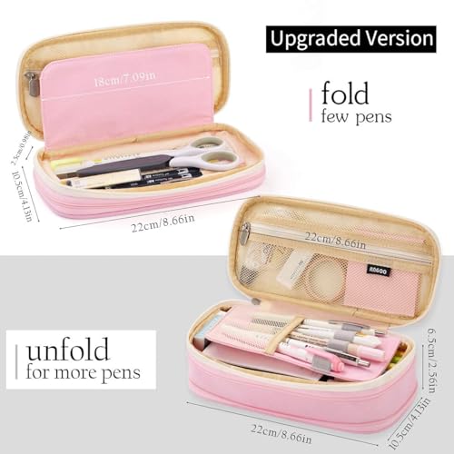 Image of Parshya Kawaii Pencil Case 2 Compartment Cute Pencil Pouch Aesthetic Pencil Case for Girls Large Capacity Pen Pencil Pouch Multifunctional Stationery Organizer for School Office (Spacial Pink)