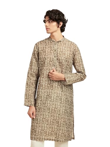Image of DIWAS BY MANYAVAR Men's Cotton Blend Printed Kurta (1pc)