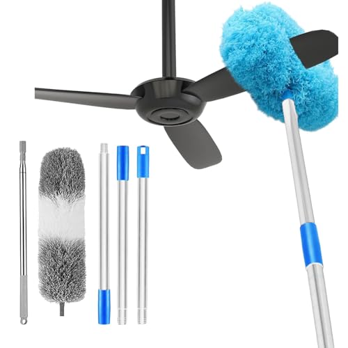 Image of Maxoshine Fan Cleaner Brush with Long Rod Flexible Fan Cleaning Mop Microfiber Dust Cleaner Foldable Duster Microfiber Duster for Cleaning of Home, Kitchen, Car