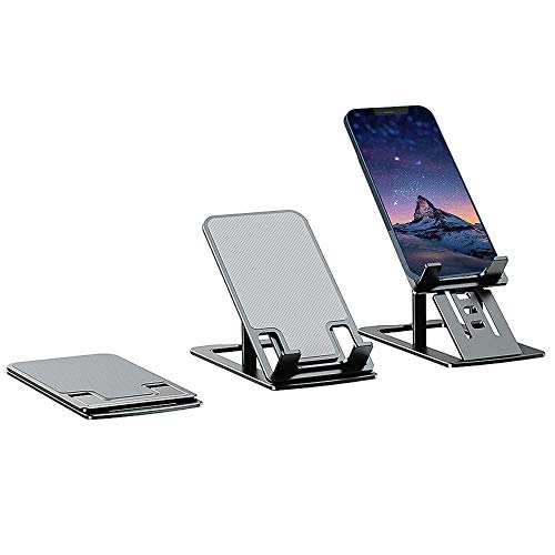 Adjustable Cell Phone Stand,WINGDA 2021 Upgraded Phone Holder for Desk,Fully Foldable Aluminum Desktop Cell Phone Holder Stands, Compatible with Mobile Phone/iPhone 12 Pro Max/iPad/Kindle/Tablet
